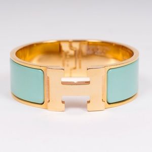 Hermes Clic Clac H Rose Gold & Vert Aqua H Bracelet